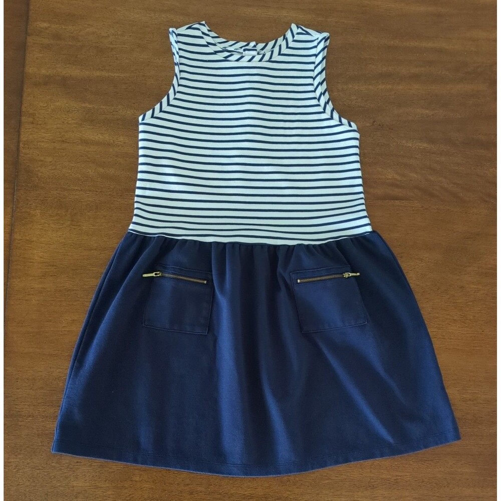 Janie and Jack girls Merchant Marine sleeveless stripe dress dress size 12 EUC